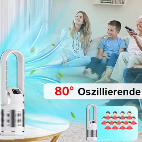 Пышағы жоқ жылытқышы және салқындатқышы бар көп функциялы Smart Home HEPA сүзгі ауа тазартқышы